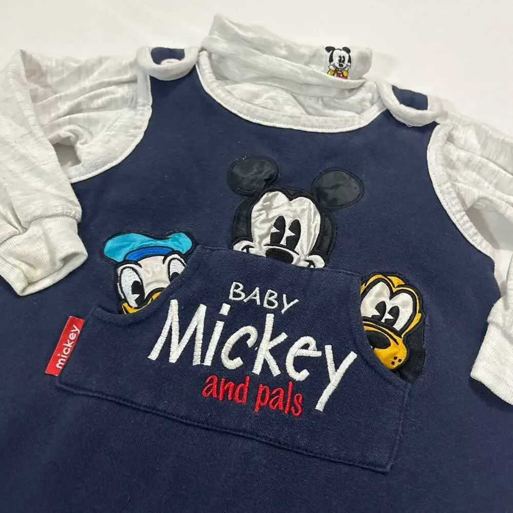 Vintage Mickey & Co Embroidered 90s Pluto Boys 24M Disney One Piece Overalls